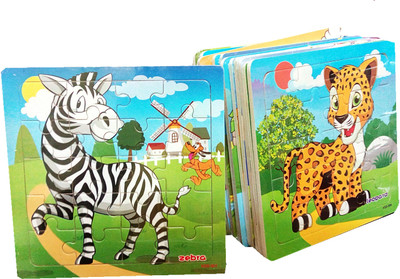 

TALKING GANESHA Cartoon Wild Animals 20 pieces of a pattern Wooden Puzzles jigsaw board (set of 12 Puzzles)(20 Pieces)