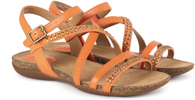 

Clarks Women Orange Leather Flats