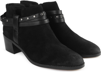 

Clarks Breccan Shine Black Sde Boots For Women(Black