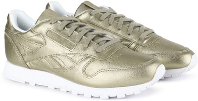 

REEBOK CL LTHR MELTED METAL Running Shoes For Women(Gold, Pearl met-grey gold/white