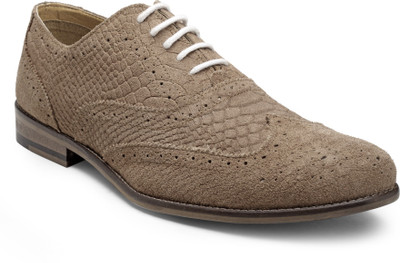 

Hats Off Accessories Suede Brogue with Snake Scale Brogues For Men(Tan