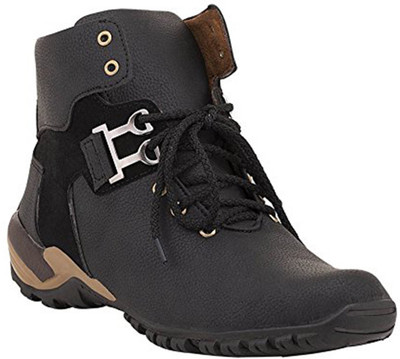 

Deals4you Men And Boys Casual Stylish Synthetic Leather Boots Shoes Boots For Men(Black