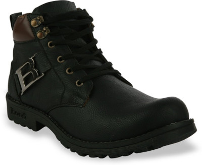 

CoolSwagg Men's High Ankle Length Long Leather Boots For Men(Black