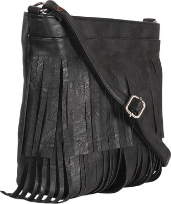 TR Fashion Girls Evening/Party Black Leatherette Sling Bag