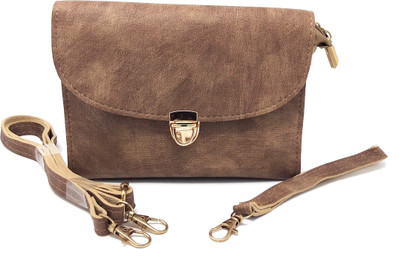 

shoppers planet Girls Casual Khaki PU Sling Bag