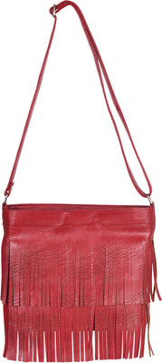 

STYLE FASHION Girls Casual Red Leatherette Sling Bag