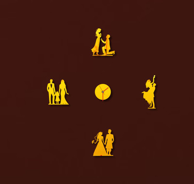 

Naveed Arts  Acrylic wall clock Sticker(Pack of 1, Gold mirror