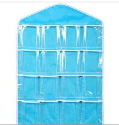 

Sellus New Arrival Hanging Wall Pocket Storage Bag Candy Color Transparent Underwear Socks Slippers Jewelry Wardrobe Organizer(Orange)(Blue)
