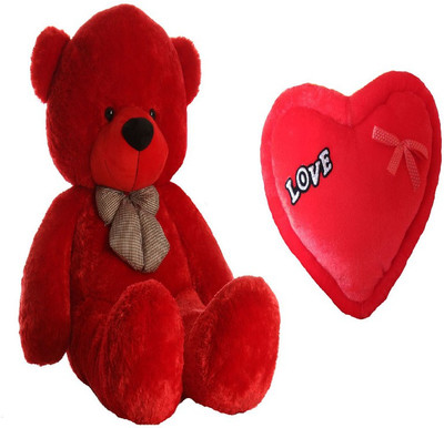 

AVS Special Gift For Valentine Day 3 Feet Cute Teddy Bear & Love Heart (Red Color) - 35 cm(Red)