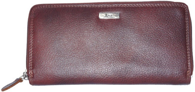 

AVES Fashion Women Brown Genuine Leather Wallet(2 Card Slots), Dark brown