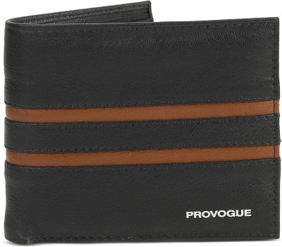 

Provogue Men Tan, Black Genuine Leather Wallet(6 Card Slots), Black & tan
