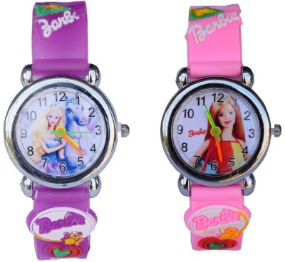 Faas Barbie Rubber Band Combo Analogue Kids Watch  - For Girls   Watches  (Faas)