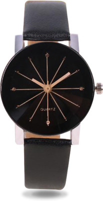 

Talgo New Arrival Festive Season Special TGCRWOMEN Crystal Black Round Shapped Dial Leather Strap Watch - For Women