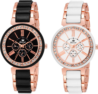 

louisweil Inspire White Black Golden combo Watch - For Girls