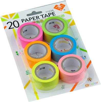 

Ascend Store ™ Set of 6 Attractive Neon Color Adhesive Paper Tapes for Decorative Purposes like Art and Craft