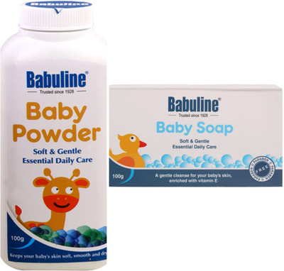 

Babuline Baby Powder & Baby Soap Travel 100gm Combo Set of 2(White)