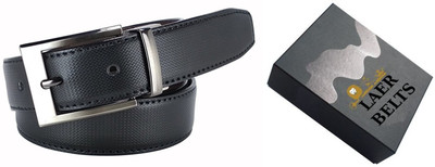 

LAER Men & Women Casual Black Genuine Leather Reversible Belt