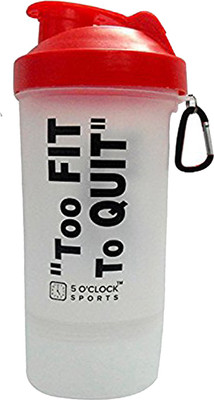 

5 O'Clock Sports Alfa Shaker Bottle - 600 ml- With Extra Compartment for Dry Stuff or Protein Powder 600 ml Shaker(Pack of 1, Red)