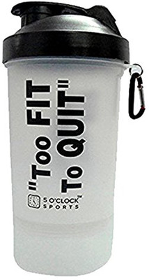

5 O'Clock Sports Alfa Shaker Bottle - 600 ml- With Extra Compartment for Dry Stuff or Protein Powder 600 ml Shaker(Pack of 1, Black)