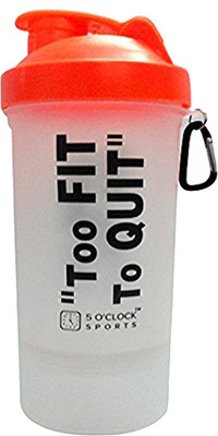 

5 O'Clock Sports Alfa Shaker Bottle - 600 ml- With Extra Compartment for Dry Stuff or Protein Powder 600 ml Shaker(Pack of 1, Orange)