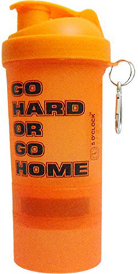 

5 O'Clock Sports Elephant Shaker Water Bottle - 800 ML- Three Compartment - One For Liquid, Second for Dry Powder and Third For Extras 800 ml Shaker(Pack of 1, Orange)