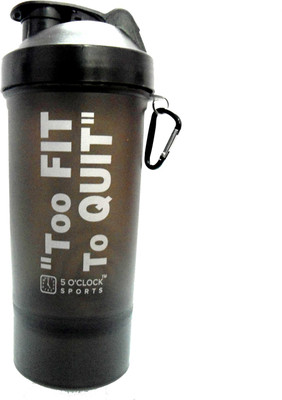 

5 O'Clock Sports Alfa Mamba Black Color Shaker Bottle - 600 ML - With Extra Compartment For Dry Stuff 600 ml Shaker(Pack of 1, Black)