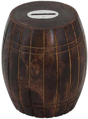 

Craft Art India Decorative Handmade Wooden Money Bank/Piggy Bank/Coin Bank in Barrel Shape {CAI-HD-0323-B/Size(Inch):4.1x3.9x3.9} Coin Bank(Brown)