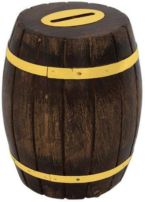 

Craft Art India Decorative Handmade Wooden Barrel Shape Money Bank/Piggy bank/Coin Box {CAI-HD-0023-B/Size(Inch):4.5x6x4.5} Coin Bank(Brown)