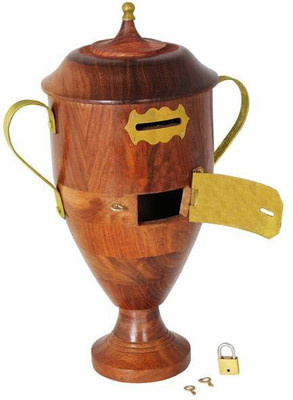 

Craft Art India Decorative Handmade Wooden Trophy Shape Money Bank/Piggy Bank/Coin Box {CAI-HD-0008/Size(Inch):11x7.5x7.5} Coin Bank(Brown)