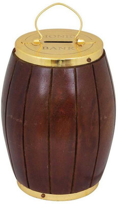 

Craft Art India Wooden Barrel shape Money Bank/Piggy Bank/Coin Bank with Cap {CAI-HD-0318-E/Size(Inch):6.7x4.9x4.9} Coin Bank(Brown)