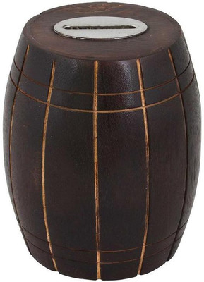 

Craft Art India Decorative Handmade Wooden Money Bank/Piggy Bank/Coin Bank in Barrel Shape {CAI-HD-0324-A/Size(Inch):4.9x3.9x3.9} Coin Bank(Brown)