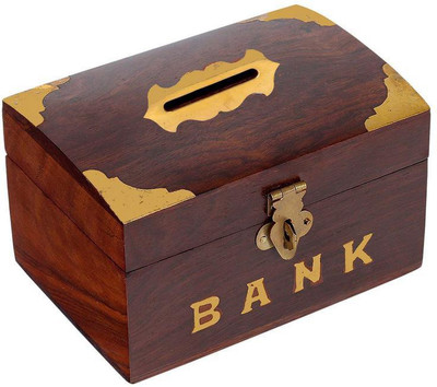 

Craft Art India Decorative Handmade Wooden Rectangular Shape Money Bank/Piggy Bank/Coin Bank {CAI-HD-0198-C/Size(Inch):3x5x3.4} Coin Bank(Brown)