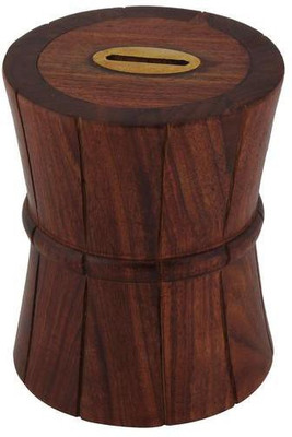 

Craft Art India Decorative Handmade Wooden Money Bank/Piggy Bank/Coin Box {CAI-HD-0042/Size(Inch):6x4.5x4.5} Coin Bank(Brown)