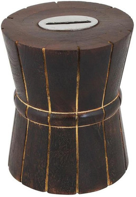 

Craft Art India Decorative Handmade Wooden Money BankPiggy Bank/Coin Bank in Damroo Shape {CAI-HD-0322/Size(Inch):4.9x3.9x3.9} Coin Bank(Brown)
