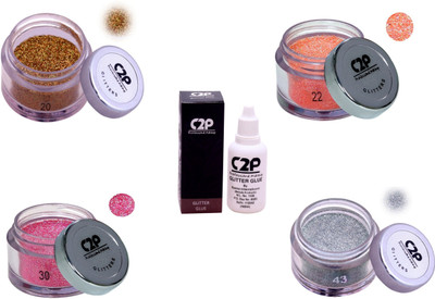 

C2P Professional Make-Up Eye Glitters and Glitter Glue Combo(Set of 5)