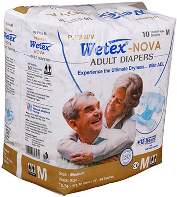 

Wetex NOVA FOR WAIST SIZE 31"-44" INCHES Adult Diapers - M(10 Pieces)