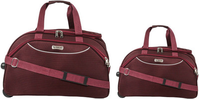

emblem (Expandable) MAROON DUFFEL 2PCS COMBO Travel Duffel Bag(Red)