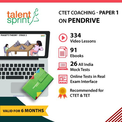 

TalentSprint CTET Paper 1 Coaching on Pendrive (Valid for 6 months) - 334 video lessons, 91 Ebooks, 26 All India Mock Tests and more(Pendrive)