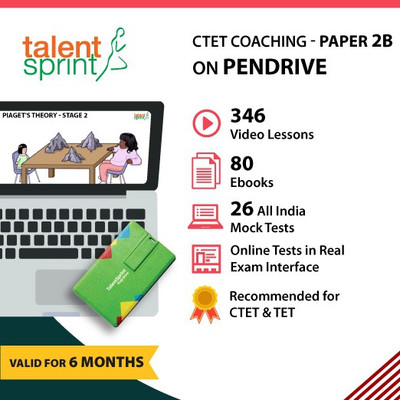 

TalentSprint CTET Paper 2 (Social Studies) Coaching on Pendrive (Valid for 6 months) - 346 video lessons, 80 Ebooks, 26 All India Mock Tests and more(Pendrive)