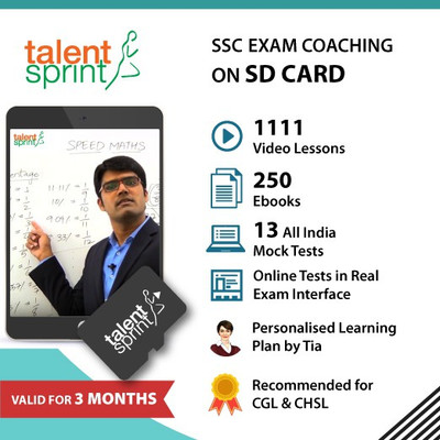 

TalentSprint CGL and CHSL Exams Coaching on SD Card (Valid for 3 months) - 1111 Videos, 250 Ebooks, Daily Practice Tests, 13 All India Mock Tests and more(SD Card)