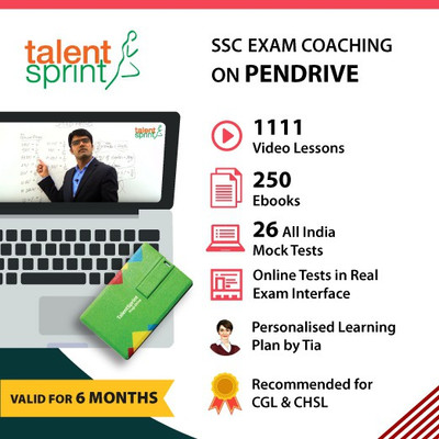 

TalentSprint CGL and CHSL Exams Coaching on Pendrive (Valid for 6 months) - 1111 Videos, 250 Ebooks, Daily Practice Tests, 26 All India Mock Tests and more(Pendrive)