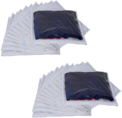 

Addyz Plain 24Pcs Saree Bedsheet Cover Bags Packaging Storage Cloth Clear Plastic Zip(White)