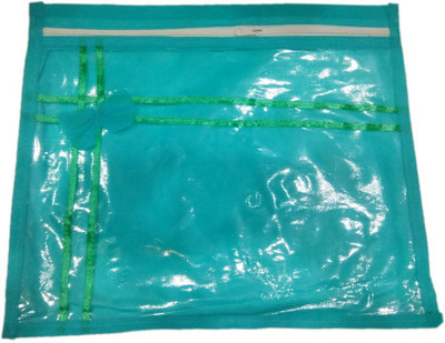 

Shreeji Decoration Cover Bag Plain 12 Pcs Blue Saree Dress Bedsheet With Bow & Stripes Packaging Plastic Zip(Blue)