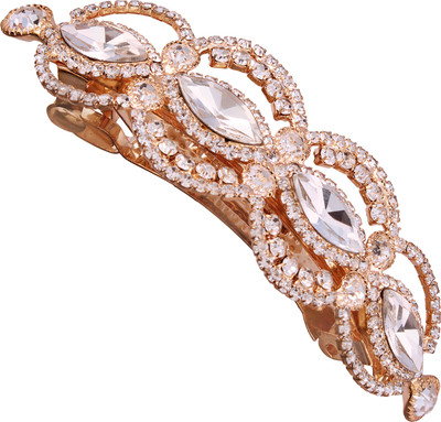 

AccessHer esigner studded back clip hair accessories for Women Hair Clip(Gold)