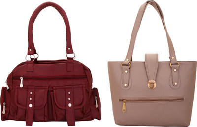 

Lady bar Messenger Bag(Maroon, Tan)