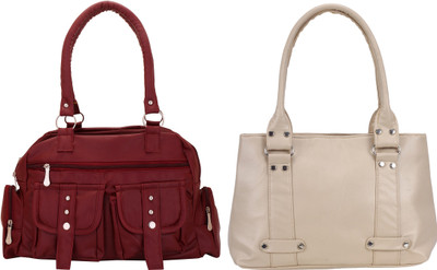 

Lady bar Messenger Bag(Maroon, Beige), Beige;maroon