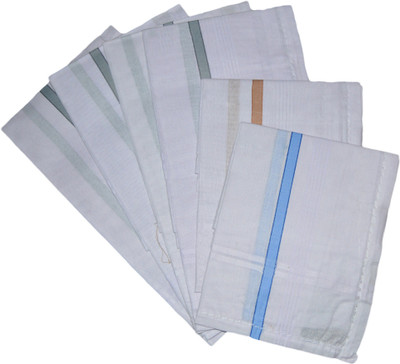 CocksComb 6 Pisces Man Handkerchief Pure Cotton [ White ] Handkerchief(Pack of 6)