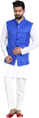 JIHUZUR Sleeveless Checkered Men Jacket