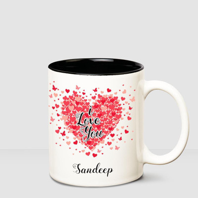 Huppme I Love You Sandeep Inner Red 350 Ml Ceramic Mug