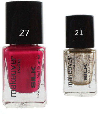 

Makeover Professional Nail Paint Love Affair-27 , Nail Paint Hot Silk Golden-21 Multi(Pack of 2)